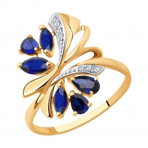 Золотое кольцо SOKOLOV с сапфировым корундом 714739 фото