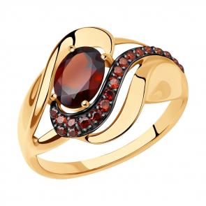 Золотое кольцо SOKOLOV с фианитом и гранатом 714781 фото