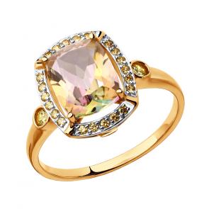 Золотое кольцо SOKOLOV с топазом Swarovski и Swarovski 714984 фото