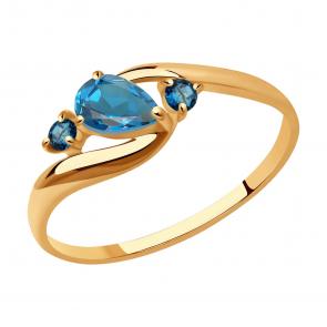 Золотое кольцо SOKOLOV с Лондон топазом 715081 фото