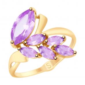 Золотое кольцо SOKOLOV с аметистом 715202 фото