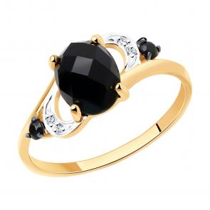 Золотое кольцо SOKOLOV с фианитом и агатом 715238 фото