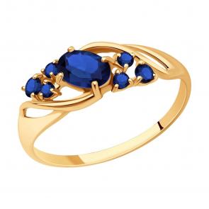 Золотое кольцо SOKOLOV с сапфировым корундом 715280 фото