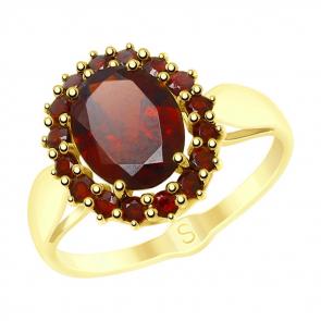 Кольцо из лимонного золота SOKOLOV с гранатом 715310-2 фото