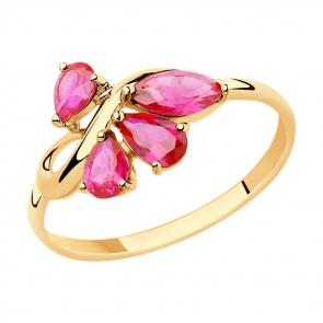 Золотое кольцо SOKOLOV с рубиновым корундом 715433 фото