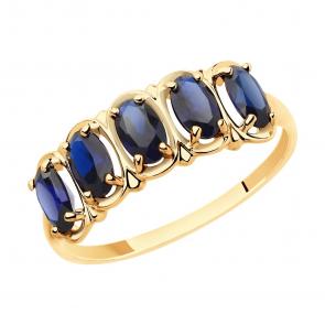 Золотое кольцо SOKOLOV с сапфировым корундом 715444 фото