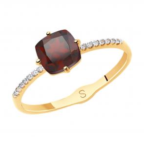 Золотое кольцо SOKOLOV с фианитом и гранатом 715525 фото