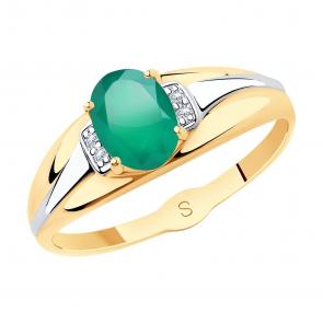 Золотое кольцо SOKOLOV с фианитом и агатом 715619 фото