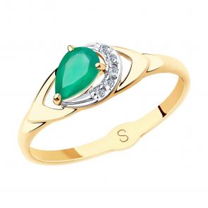 Золотое кольцо SOKOLOV с фианитом и агатом 715624 фото