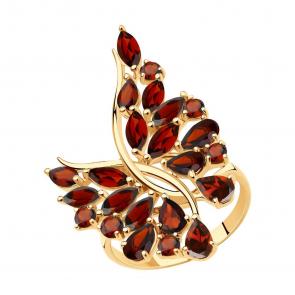 Золотое кольцо SOKOLOV с гранатом 715789 фото