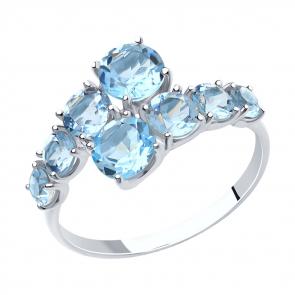 Кольцо из белого золота SOKOLOV с топазом 715804-3 фото