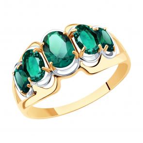 Золотое кольцо SOKOLOV с гидротермальным изумрудом 715827 фото