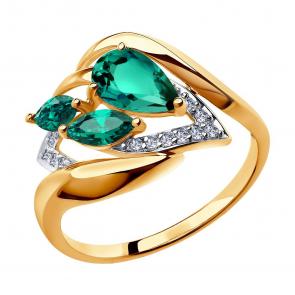 Золотое кольцо SOKOLOV с гидротермальным изумрудом 715841 фото