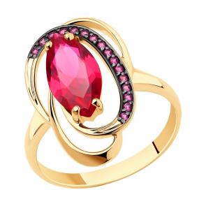 Золотое кольцо SOKOLOV с рубиновым корундом 715978 фото