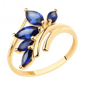 Золотое кольцо SOKOLOV с сапфировым корундом 715994 фото