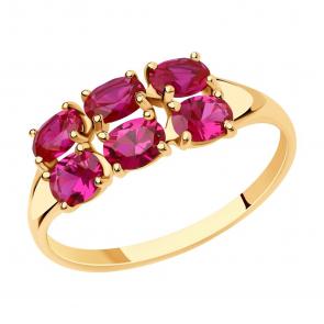 Золотое кольцо SOKOLOV с рубиновым корундом 716007 фото