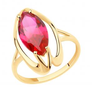 Золотое кольцо SOKOLOV с рубиновым корундом 716010 фото