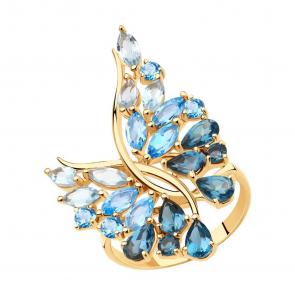 Золотое кольцо SOKOLOV с топазом и Лондон топазом 716043 фото