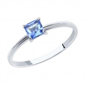 Кольцо из белого золота SOKOLOV с ситаллом цвета Танзанит 716167 фото