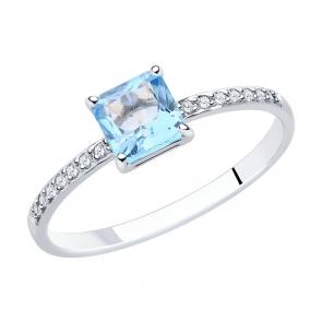 Кольцо из белого золота SOKOLOV с топазом и фианитом 716183 фото