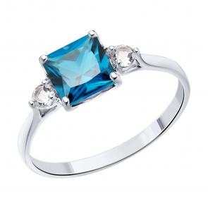 Кольцо из белого золота SOKOLOV с горным хрусталём и Лондон топазом 716286-3 фото