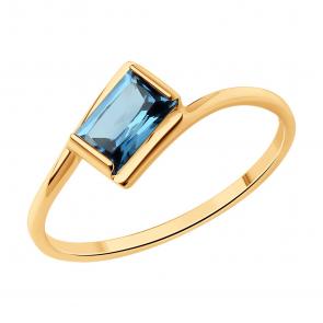 Золотое кольцо SOKOLOV с Лондон топазом 716319 фото