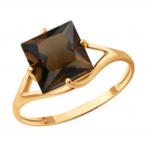 Золотое кольцо SOKOLOV с раухтопазом 716325 фото