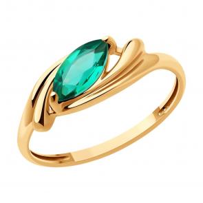 Золотое кольцо SOKOLOV с гидротермальным изумрудом 716338 фото