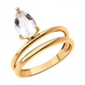 Золотое кольцо SOKOLOV с горным хрусталём 716366 фото