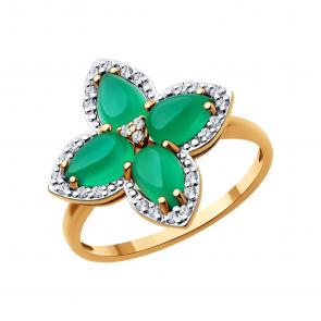 Золотое кольцо SOKOLOV с фианитом и агатом 716382 фото