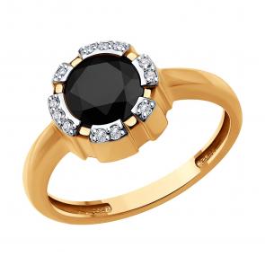 Золотое кольцо SOKOLOV с фианитом и шпинелью 716388 фото