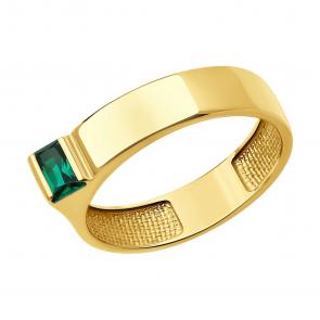 Кольцо из лимонного золота SOKOLOV с гидротермальным изумрудом 716389-2 фото