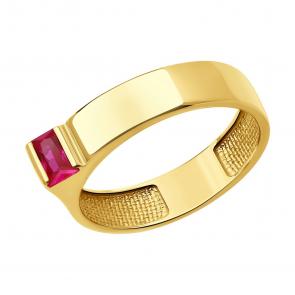 Кольцо из лимонного золота SOKOLOV с рубиновым корундом 716390-2 фото