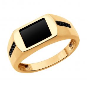 Золотое кольцо SOKOLOV с фианитом и агатом 716412 фото