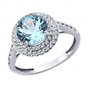 Кольцо из белого золота SOKOLOV с топазом и фианитом 716424-3 фото