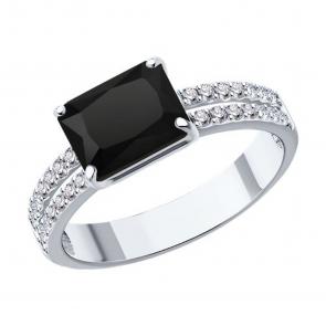 Кольцо из белого золота SOKOLOV с фианитом и агатом 716427-3 фото