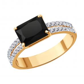 Золотое кольцо SOKOLOV с фианитом и агатом 716427 фото