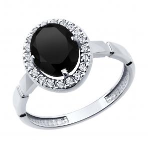 Кольцо из белого золота SOKOLOV с фианитом и агатом 716428-3 фото