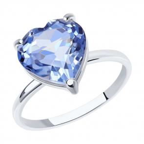 Кольцо из белого золота SOKOLOV с ситаллом цвета Танзанит 716437-3 фото