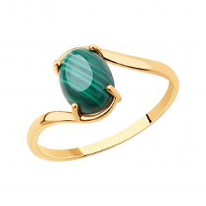 Золотое кольцо SOKOLOV с малахитом 716446 фото