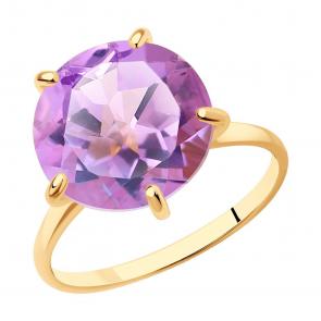 Золотое кольцо SOKOLOV с аметистом 716490 фото