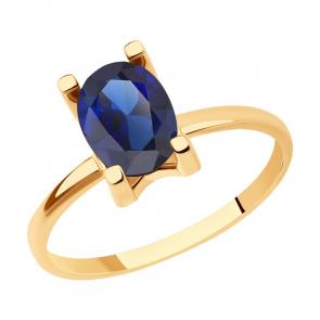 Золотое кольцо SOKOLOV с сапфировым корундом 716498 фото