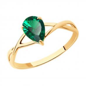 Золотое кольцо SOKOLOV с гидротермальным изумрудом 716505 фото
