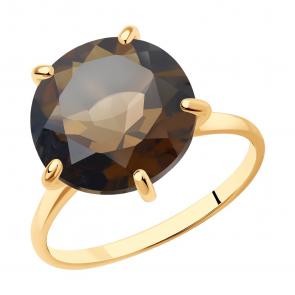 Золотое кольцо SOKOLOV с раухтопазом 716515 фото