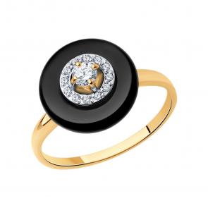 Золотое кольцо SOKOLOV с фианитом и агатом 716564 фото