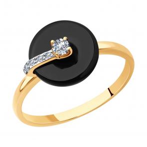 Золотое кольцо SOKOLOV с фианитом и агатом 716566 фото