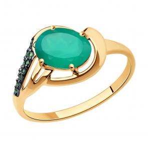 Золотое кольцо SOKOLOV с фианитом и агатом 716604 фото