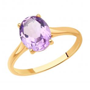 Золотое кольцо SOKOLOV с аметистом 716622 фото