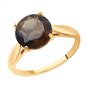 Золотое кольцо SOKOLOV с раухтопазом 716626 фото