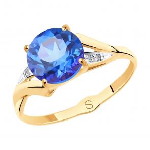 Золотое кольцо SOKOLOV с фианитом и топазом Swarovski 716671 фото